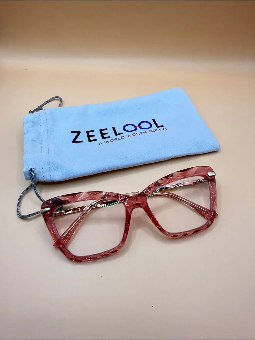 Zeelool Pink Tortoiseshell Women’s Fashion Glasses Frame, No prescription
